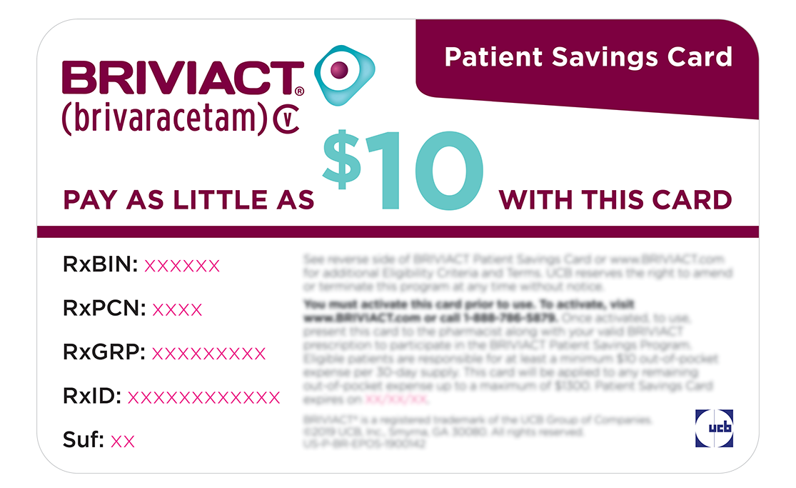BRIVIACT Savings Card BRIVIACT® (brivaracetam) CV